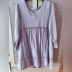 Vanessa Zani made in Italy cotton sand tan empire waist dress